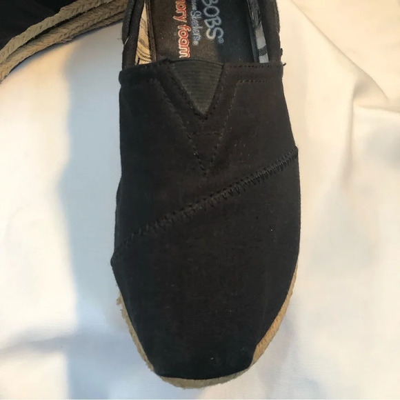 Bobs  Sketchers Espadrille Black Shoes 7 Canvas - Picture 8 of 9